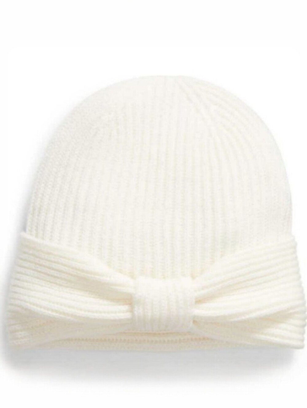 Kate Spade Cream Solid Bow Reversible Beanie